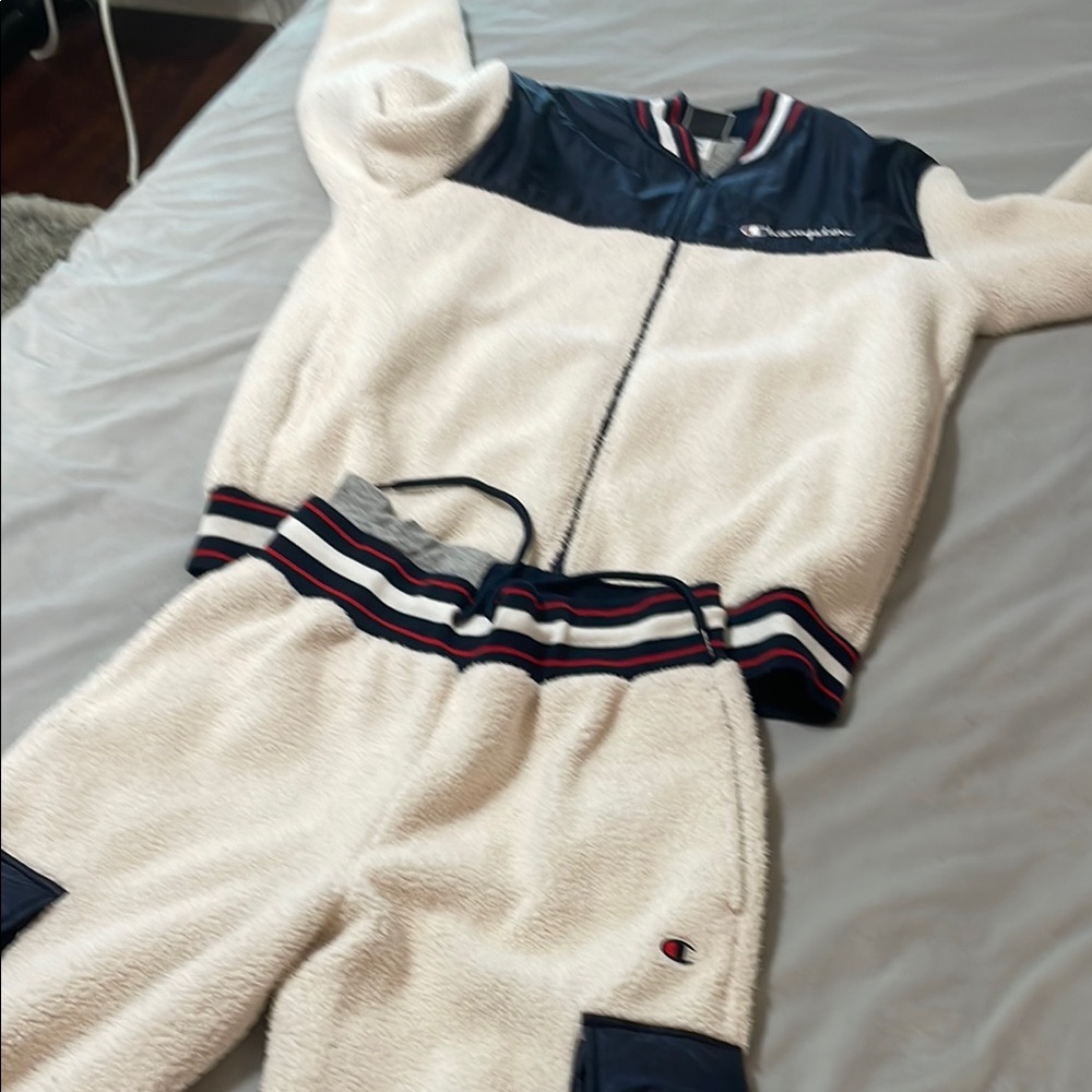 Champion White and Navy Tracksuit